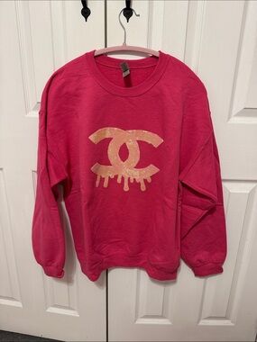 Pink “Chanel” drip crewneck